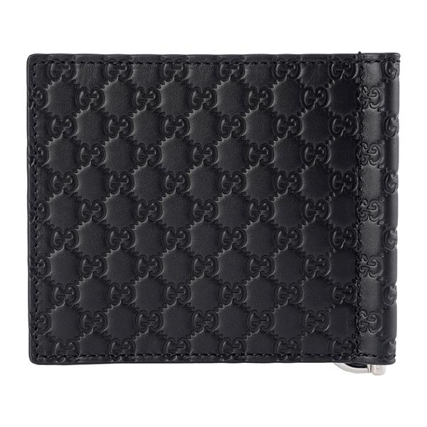 ✨極美品✨グッチ　マネークリップ　シマレザー　ブラック　ブラック 極美品✨グッチ GG シマ マネークリップ ブラック×シルバー 二つ折り