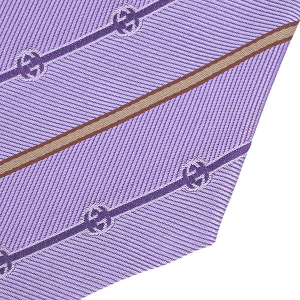 ꧁極美品꧂ グッチ ネクタイ GG柄 インターロッキング ストライプ パープル GUCCI 並行輸入 グッチ ネクタイ インターロッキングG 499696 4B002