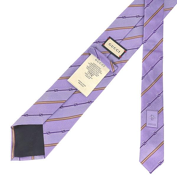 ꧁極美品꧂ グッチ ネクタイ GG柄 インターロッキング ストライプ パープル GUCCI 並行輸入 グッチ ネクタイ インターロッキングG 499696