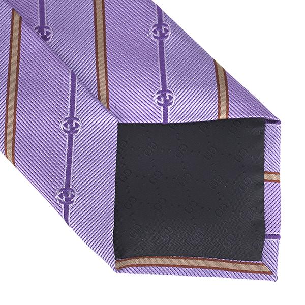 ꧁極美品꧂ グッチ ネクタイ GG柄 インターロッキング ストライプ パープル GUCCI グッチ】ネクタイ GG柄 パープル ストライプ シルク100%