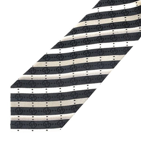 【新品未使用品】GUCCI グッチ　ネクタイ　ブラック GUCCI（グッチ） ネクタイ 筆記体 ロゴ ブラック 黒 ロープ シルク 100
