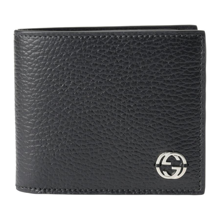 並行輸入 グッチ 2つ折り財布 GUCCI ダラーカーフ 610466 CAO2N 1000レディース ブラック 黒