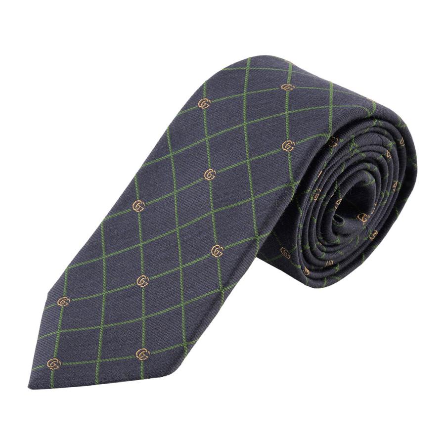 GUCCI ダークグリーン ブラック ネクタイ GUCCI ダークグリーン ブラック ネクタイ GG silk jacquard tie in