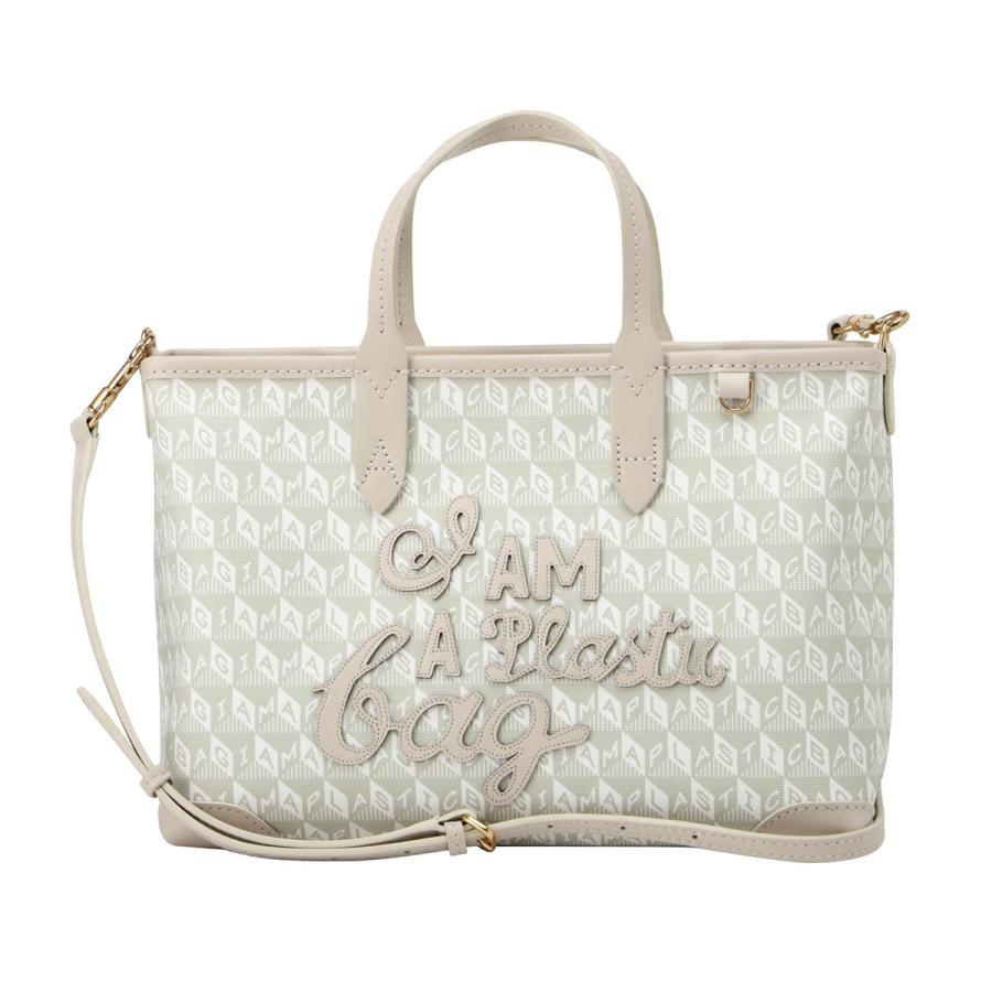 ANYA HINDMARCH 幾何学模様 デカロゴ ゴールド金具 トートバッグ ANYA