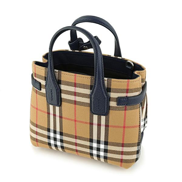 並行輸入 バーバリー  ハンドバッグ ヴィンテージチェック＆レザー 4078508 40610 ダークブルー 青 爆買 | BURBERRY | 03