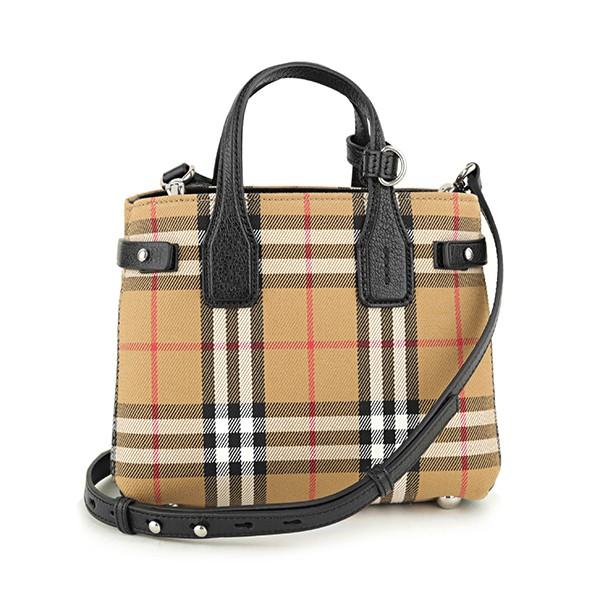 並行輸入 バーバリー  ハンドバッグ ヴィンテージチェック＆レザー 4079964 00100 ブラック 黒 爆買 | BURBERRY | 01