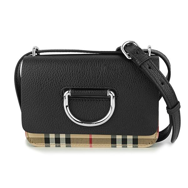 並行輸入 バーバリー  ショルダーバッグ ミニ ヴィンテージチェック＆レザー 8010959 A1189 ブラック 黒 爆買 | BURBERRY