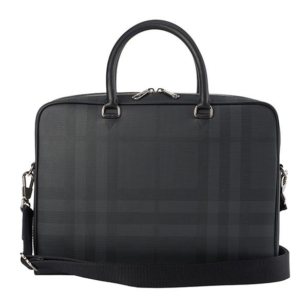 並行輸入 バーバリー  ブリーフケース ロンドンチェック＆レザー 8013948 A1483 ダークグレー 爆買 | BURBERRY