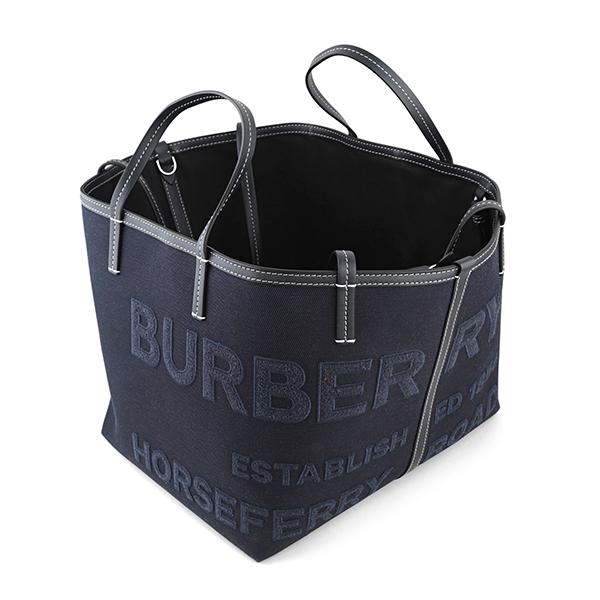 並行輸入 バーバリー トートバッグ BURBERRY ミニホースフェリー リネン コットンキャンバス 8044174 A1222ユニセックス ネイビー 紺 | BURBERRY | 03