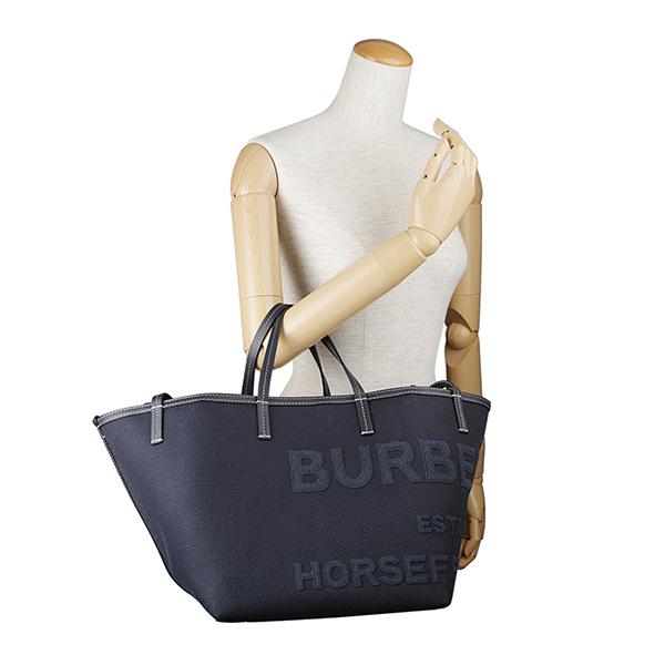 並行輸入 バーバリー トートバッグ BURBERRY ミニホースフェリー リネン コットンキャンバス 8044174 A1222ユニセックス ネイビー 紺 | BURBERRY | 05