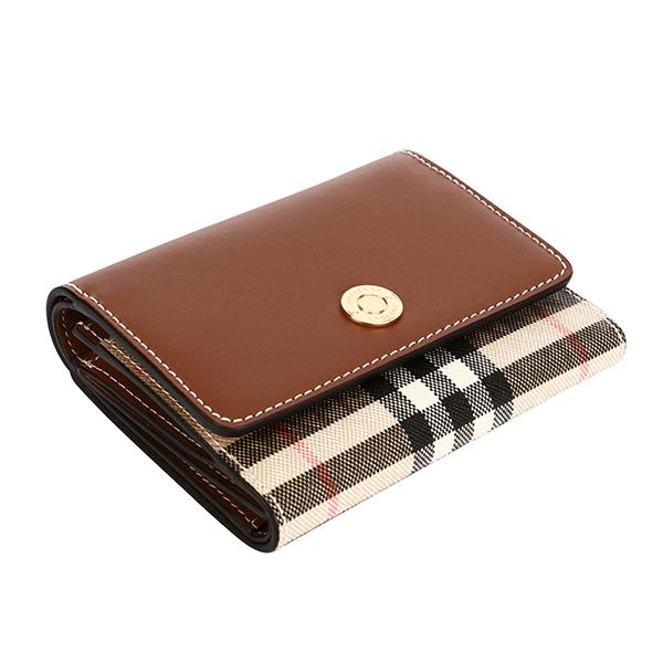 並行輸入 バーバリー 3つ折り財布 BURBERRY ヴィンテージチェック＆レザー 8049258 A1363ユニセックス ブラウン 茶 ベージュ | BURBERRY | 02