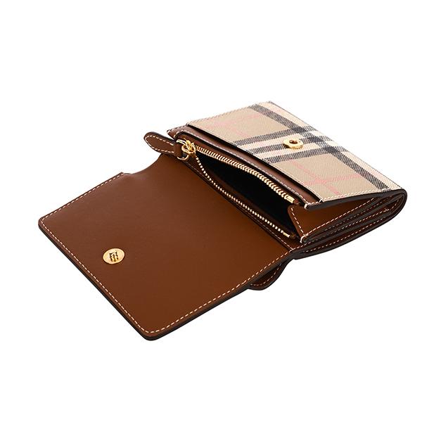 並行輸入 バーバリー 3つ折り財布 BURBERRY ヴィンテージチェック＆レザー 8049258 A1363ユニセックス ブラウン 茶 ベージュ | BURBERRY | 04