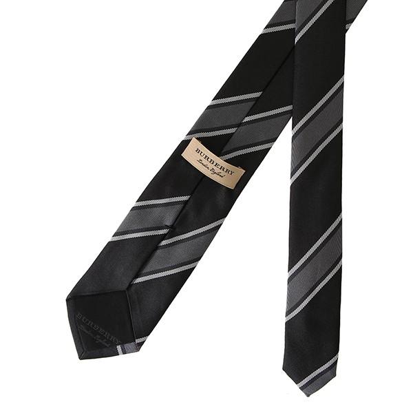 並行輸入 バーバリー ネクタイ ストライプ シルクジャカード タイ 8005070 A1189 ブラック 黒 爆買 | BURBERRY | 03