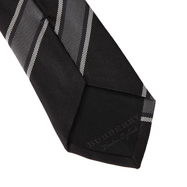 並行輸入 バーバリー ネクタイ ストライプ シルクジャカード タイ 8005070 A1189 ブラック 黒 爆買 | BURBERRY | 05