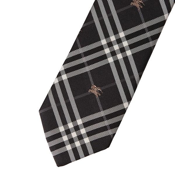 並行輸入 バーバリー ネクタイ エクエストリアンナイト チェック シルクタイ 8005074 A1189 ブラック 黒 爆買 | BURBERRY | 01