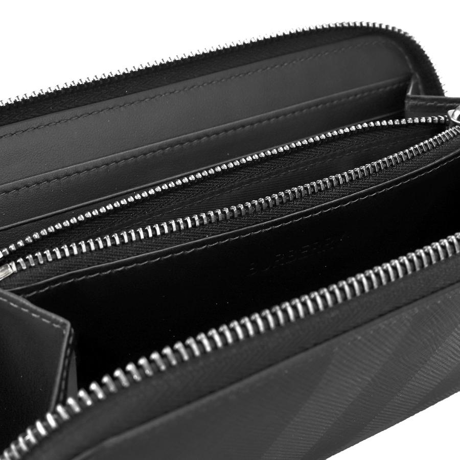 並行輸入 バーバリー 長財布(ラウンドファスナー) BURBERRY チャコールチェック＆レザー 8070201 A1208メンズ ブラック 黒 ダークグレー | BURBERRY | 04