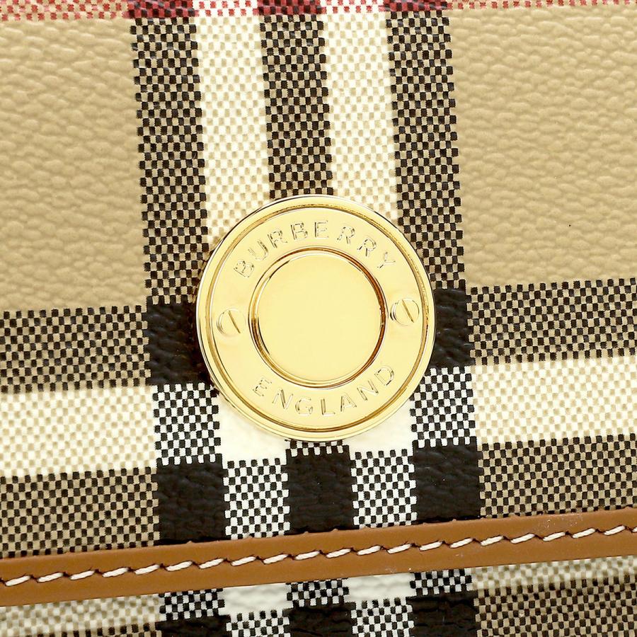 並行輸入 バーバリー 3つ折り財布 BURBERRY チェック＆レザー 8070415 A7026ユニセックス ベージュ系 ブラウン 茶 | BURBERRY | 08