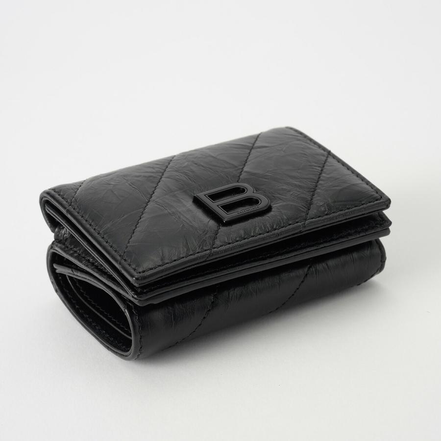 BALENCIAGA バレンシアガ レザー 三つ折り財布 ウォレット ブラック BALENCIAGA（バレンシアガ） 並行輸入 3つ折り財布 クラッシュ 766463