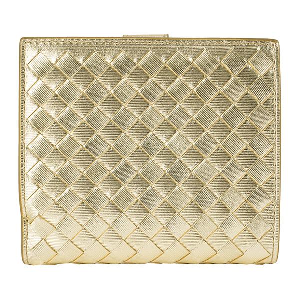 ボッテガヴェネタ　イントレチャート　折り財布　ウォレット　ゴールド BOTTEGA VENETA（ボッテガ・ヴェネタ） 並行輸入 2つ折り財布 イントレ