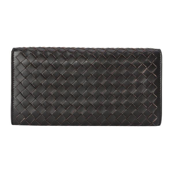 BOTTEGA VENETA 編み込みデザイン 長財布 ダークブラウン BOTTEGA VENETA ダークブラウン 編み込みデザイン 長財布