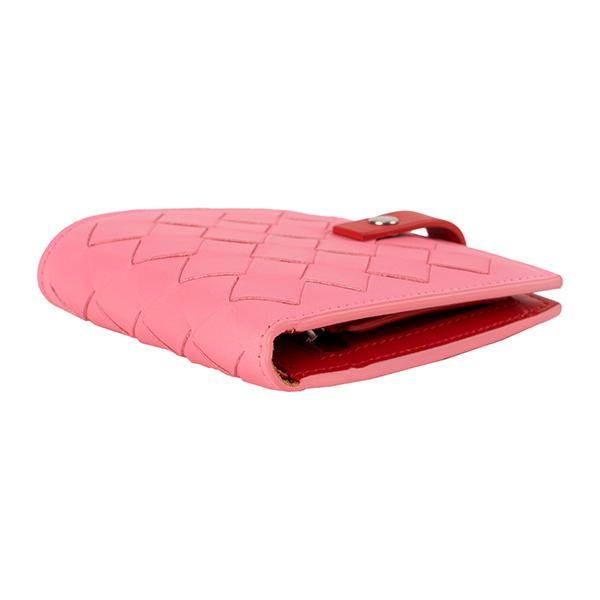 BOTTEGAVENETA ボッテガヴェネタ　折り財布　イントレチャート　ピンク BOTTEGA VENETA ボッテガヴェネタ 財布/二つ折り レディース 折