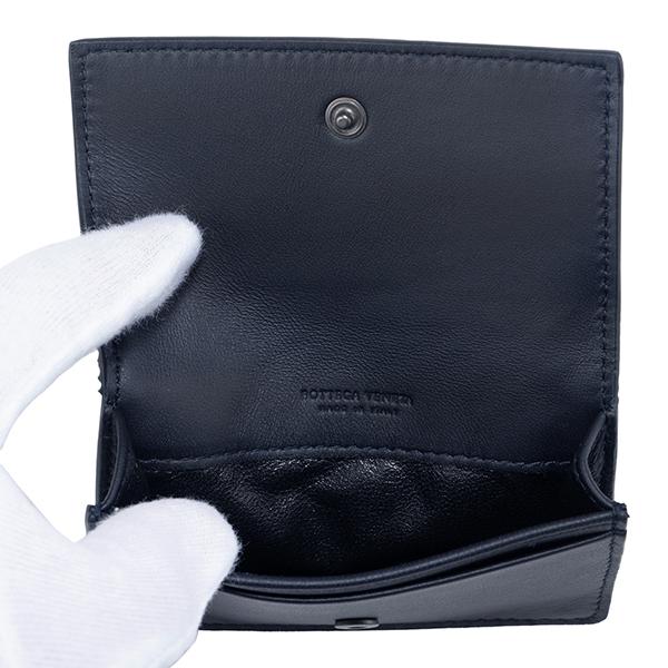 美品 BOTTEGA VENETA イントレチャート 名刺入れ ブルー 系 本物良品□ボッテガヴェネタ□フラップカードケース/ブルー