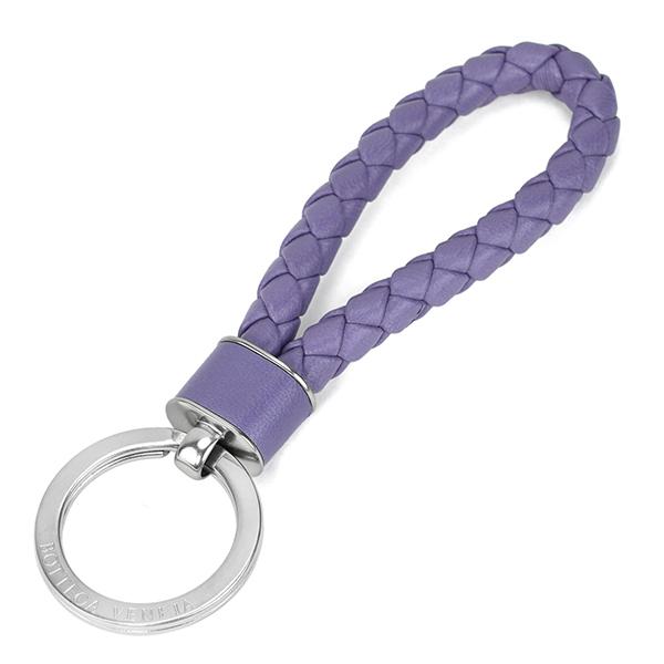 極美品 ボッテガヴェネタ イントレチャートリング キーホルダー レザー　パープル 正規品ボッテガヴェネタ イントレチャートリング キーホルダー レザー