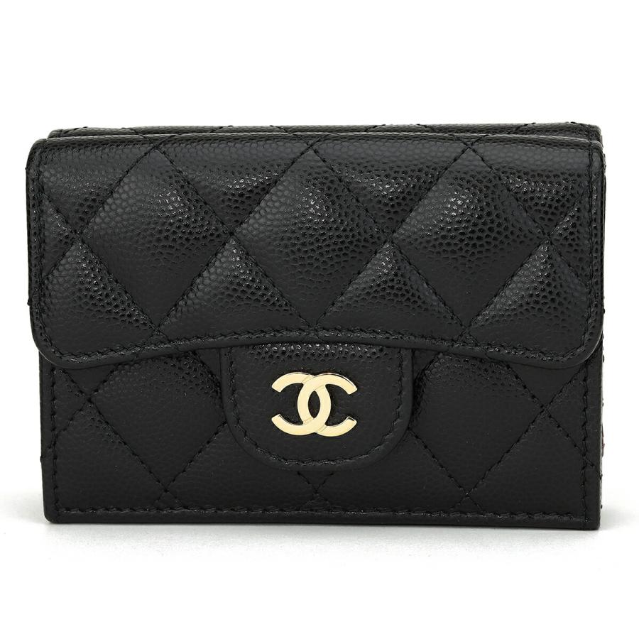 並行輸入 シャネル 3つ折り財布 CHANEL キャビアスキン AP0230 B10583 C3906レディース ブラック 黒 | CHANEL