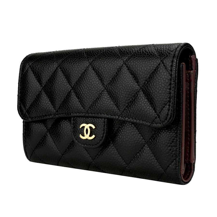 並行輸入 シャネル 2つ折り財布 CHANEL キャビアスキン CHANEL WALLETレディース ブラック 黒 | CHANEL | 03