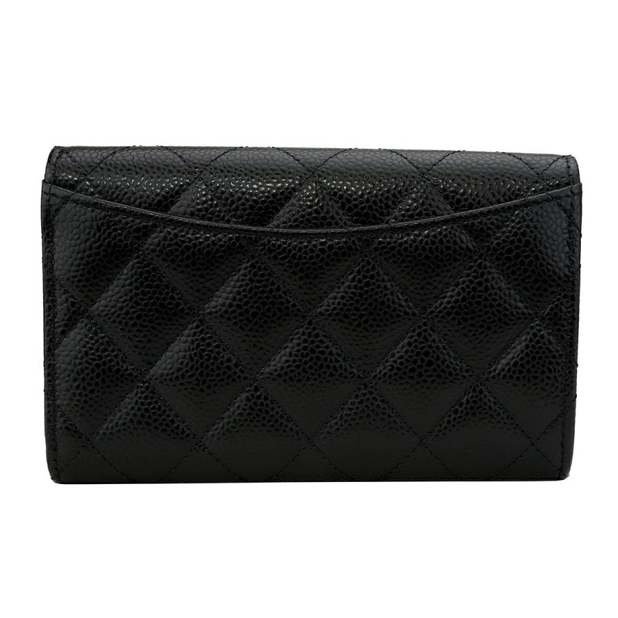 並行輸入 シャネル 2つ折り財布 CHANEL キャビアスキン FLAP MEDIUM WALLETレディース ブラック 黒 | CHANEL | 01
