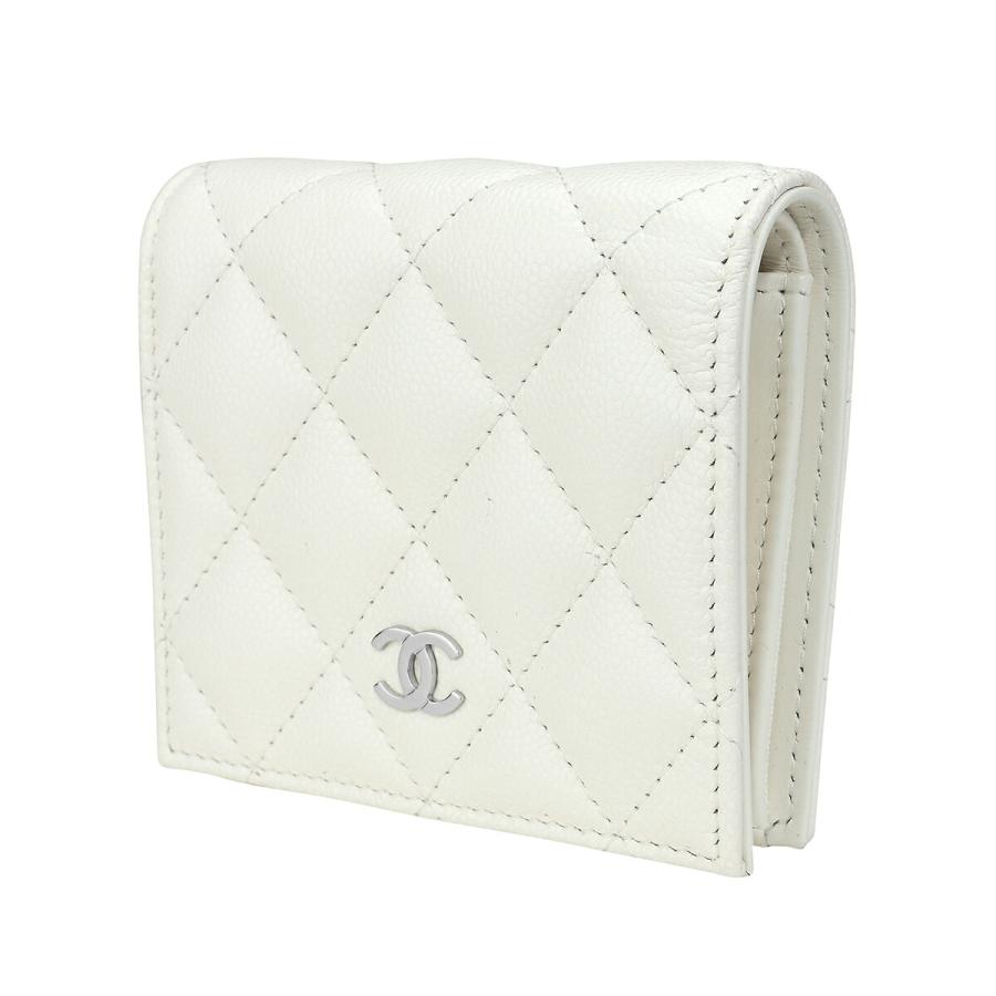 softy　CHANELシャネル 2つ折り財布 ココマーク アイボリー　白 CHANEL 並行輸入 シャネル 2つ折り財布 キャビアスキン WALLET