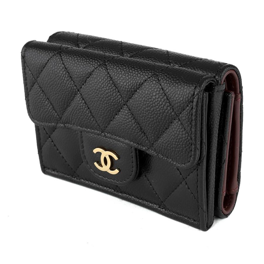 並行輸入 シャネル 3つ折り財布 CHANEL キャビアスキン CHANEL TRIFOLD WALLETレディース ブラック 黒 | CHANEL | 03