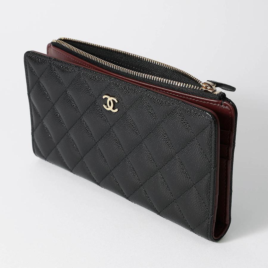 【美品】シャネルCHANELキャビアスキン折り財布 黒 新品ショルダー鑑定済 CHANEL シャネル 財布 二つ折り財布 AP0231 Y01864 ブラック