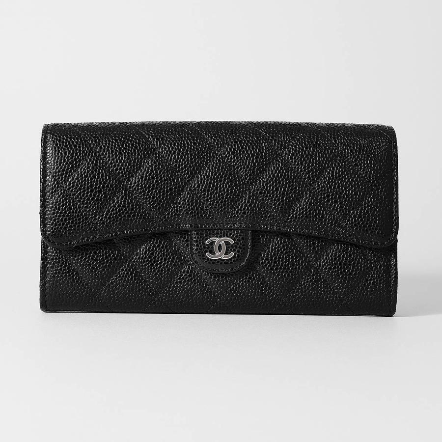 【美品】CHANEL（シャネル）マドモアゼル キャビアスキン 長財布 ブラック CHANEL（シャネル） 並行輸入 長財布 キャビアスキン CHANEL LONG