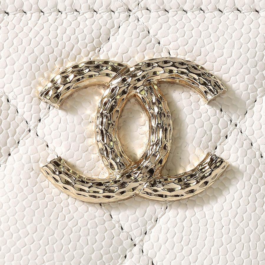 CHANEL 二つ折り財布 ココマーク ロゴ入り キャビアスキン 白 レザー CHANEL 並行輸入 シャネル 2つ折り財布 キャビアスキン WALLET