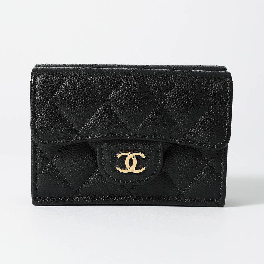 並行輸入 シャネル 3つ折り財布 CHANEL キャビアスキン CHANEL TRIFOLD WALLETレディース ブラック 黒 | CHANEL