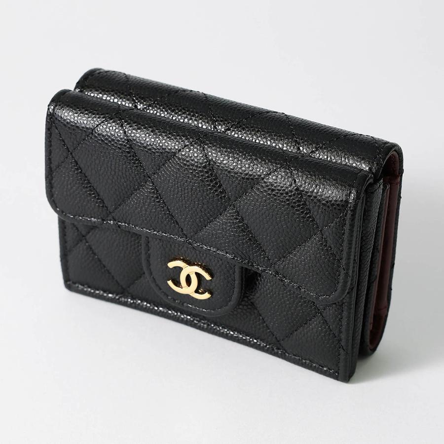 並行輸入 シャネル 3つ折り財布 CHANEL キャビアスキン CHANEL TRIFOLD WALLETレディース ブラック 黒 | CHANEL | 03