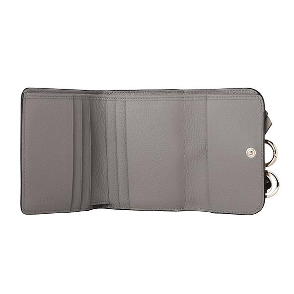 美品 Chloe クロエ アルファベット ミニ 三つ折り 財布 レザー グレー クロエ Chloe 三つ折り財布 アルファベット ミニ財布 グレー