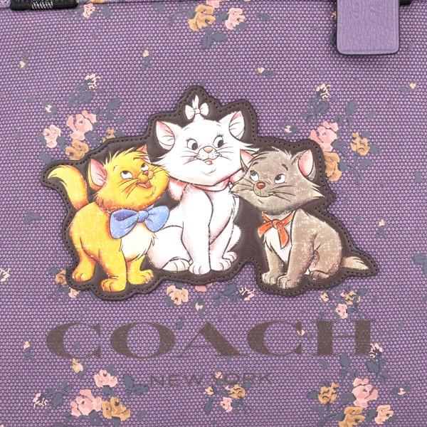 良品 COACH トートバッグ おしゃれキャット ディズニーコラボ マリー 紫