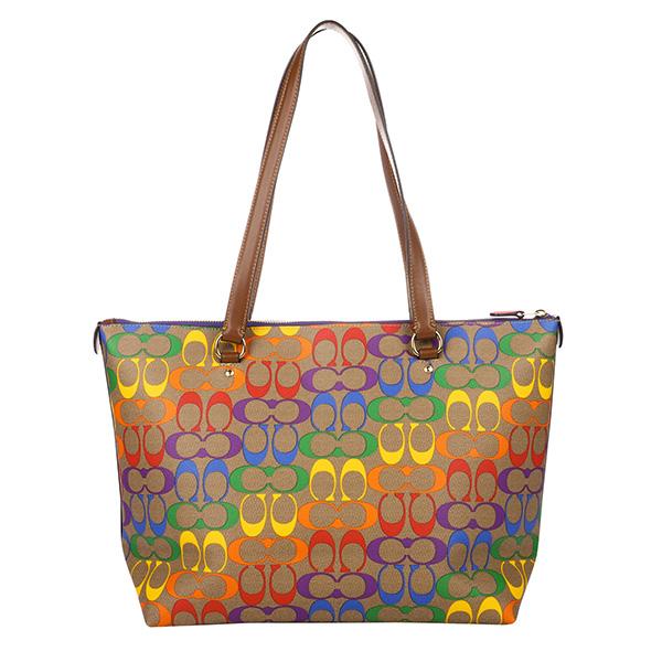 並行輸入 コーチ トートバッグ COACH レインボー シグネチャー CA555 IME7Vユニセックス ブラウン 茶 マルチ | COACH | 01