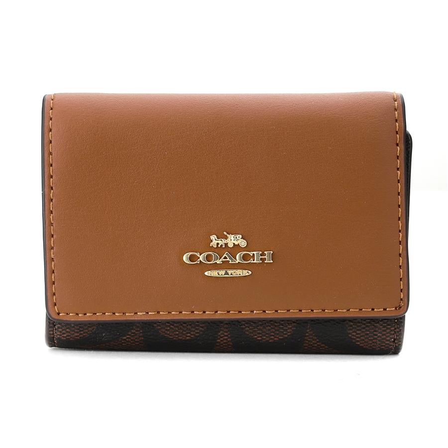 COACH コーチ 三つ折り財布 シグネチャー ダークブラウン コンパクト COACH（コーチ） 並行輸入 3つ折り財布 シグネチャー CM761 IMW6S