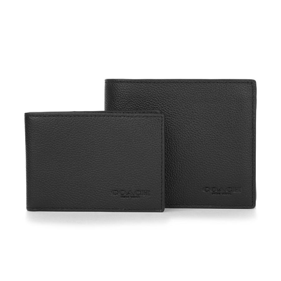 並行輸入 コーチ 2つ折り財布 COACH ぺブルドレザー CR911 BLKメンズ ブラック 黒 | COACH