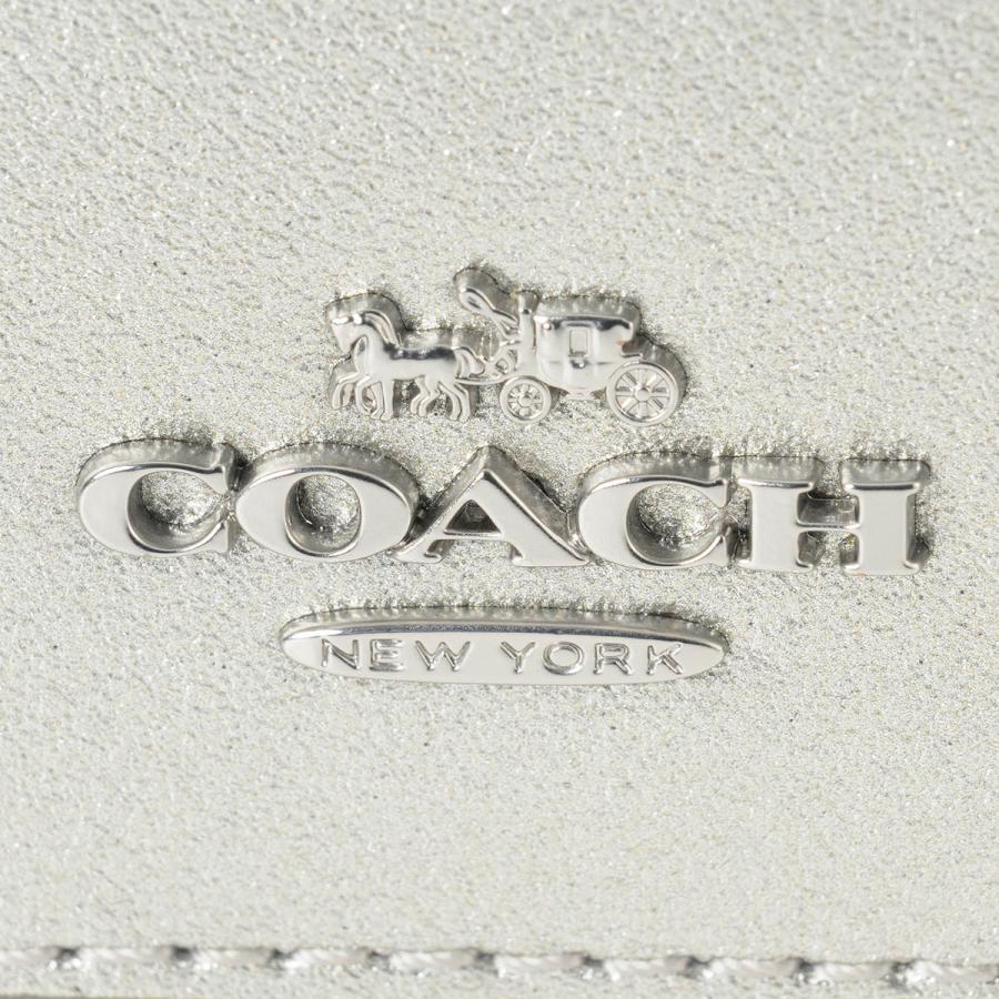 未使用級‼️COACH 三つ折り財布　ロゴ金具　レザー　シルバー金具　メタリック COACH（コーチ） 並行輸入 3つ折り財布 パーライズド スムースレザー
