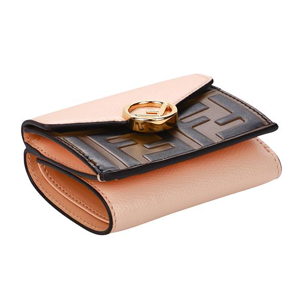 フェンディ　折り財布　エフイズ　バイカラー　ブラック　サーモンピンク　Fロゴ金具 ウィメンズ向けデザイナース ピンク 財布・革小物 | FENDI JP