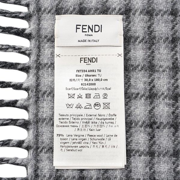 FENDI チェック柄マフラー グレー系 FENDI フェンディ マフラー ストール レディース メンズ グレー