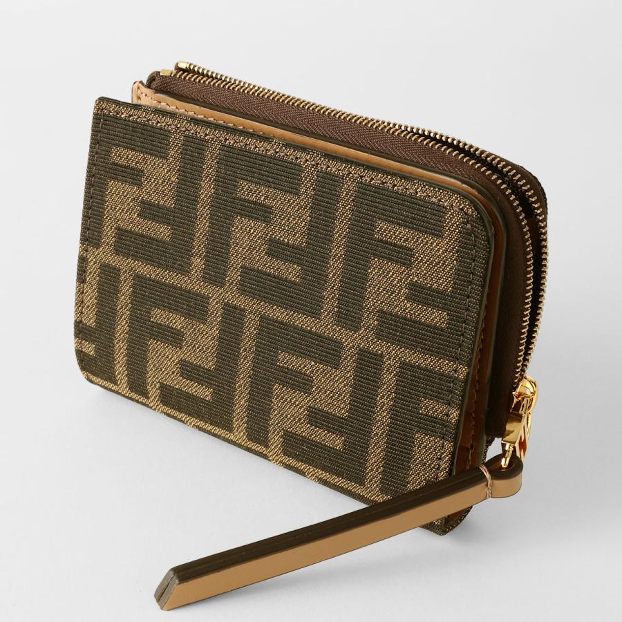 並行輸入 フェンディ 2つ折り財布 FENDI ブラウンFFジャカードファブリック 8M0519 A98P F0A6Eレディース ブラウン 茶の画像