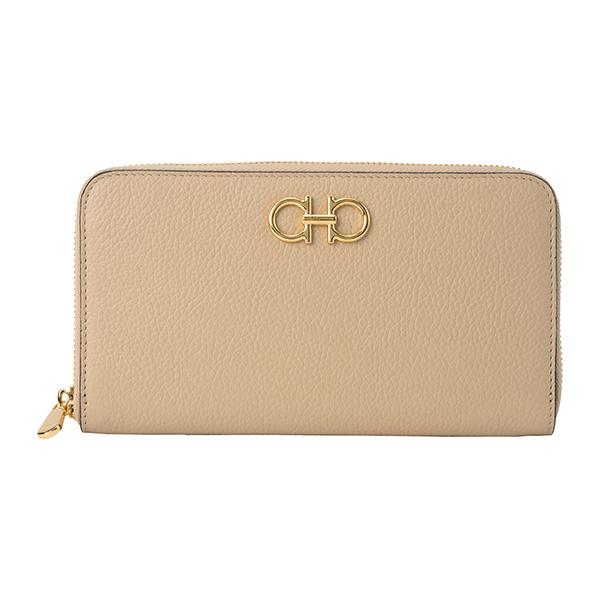 並行輸入 フェラガモ 長財布(ラウンドファスナー) FERRAGAMO ガンチーニ 220405 758663レディース ベージュ | FERRAGAMO