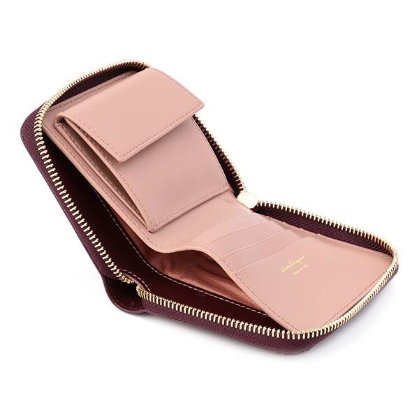 並行輸入 フェラガモ 2つ折り財布 バーガンディ系 FERRAGAMO