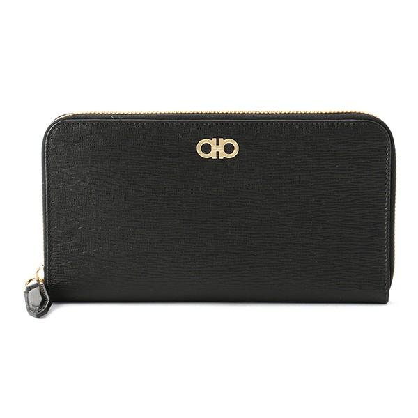 並行輸入 フェラガモ  長財布(ラウンドファスナー) ガンチーニ 66A070 686020 NERO ブラック 黒 爆買 | 