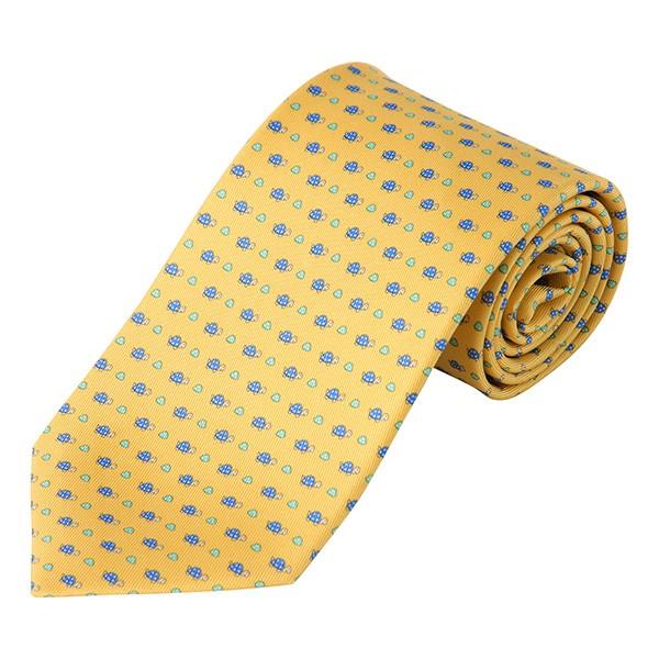 並行輸入 フェラガモ ネクタイ TURTLE 353118 13 イエロー 黄/ブルー 青 爆買 | 